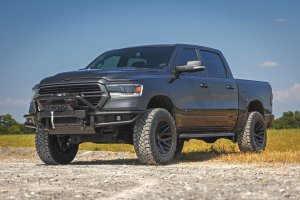 Ram 1500 Front Bumper - Rough Country - Tubular | Winch Mount - Satin Black - '19-'24